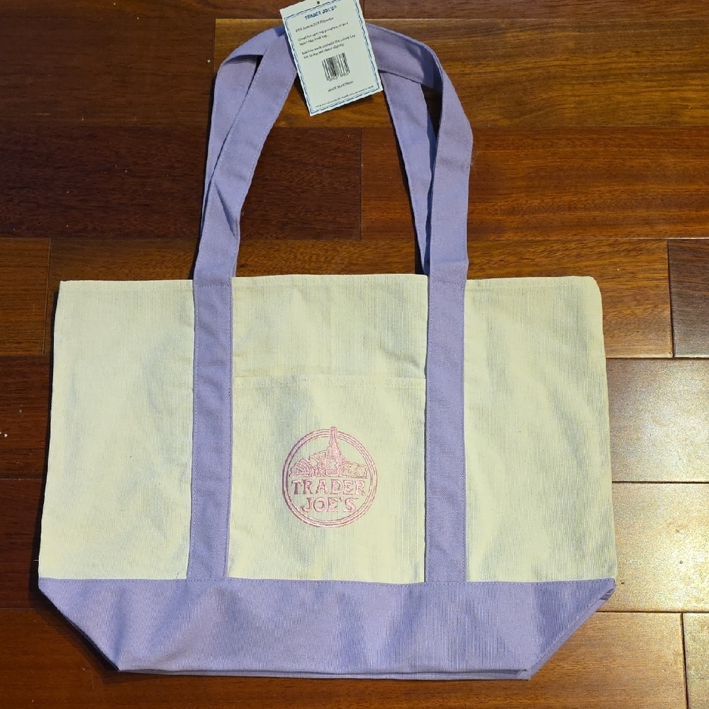 TJs Lavender and Cream Canvas Tote Bag